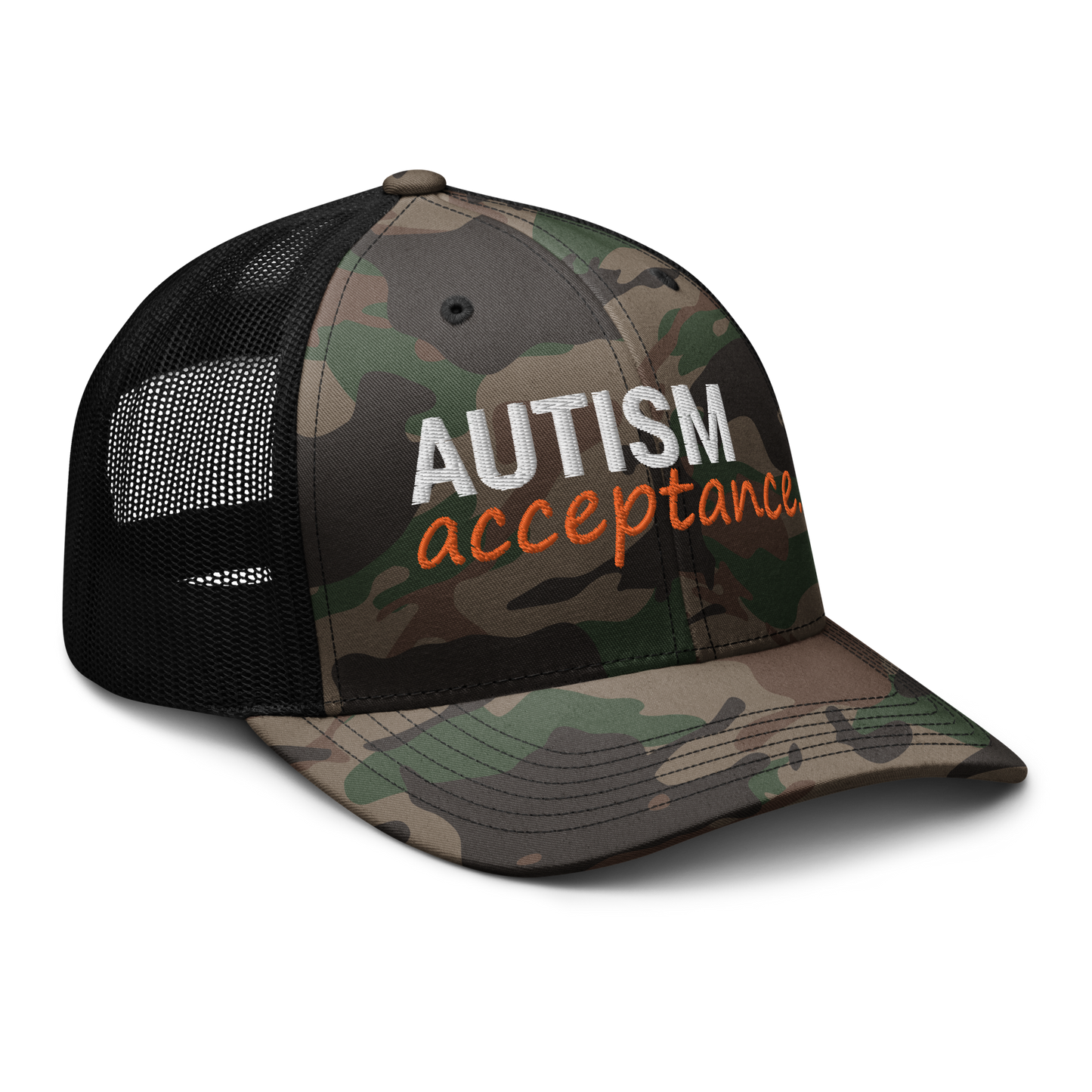 Autism Acceptance Camouflage Trucker Hat
