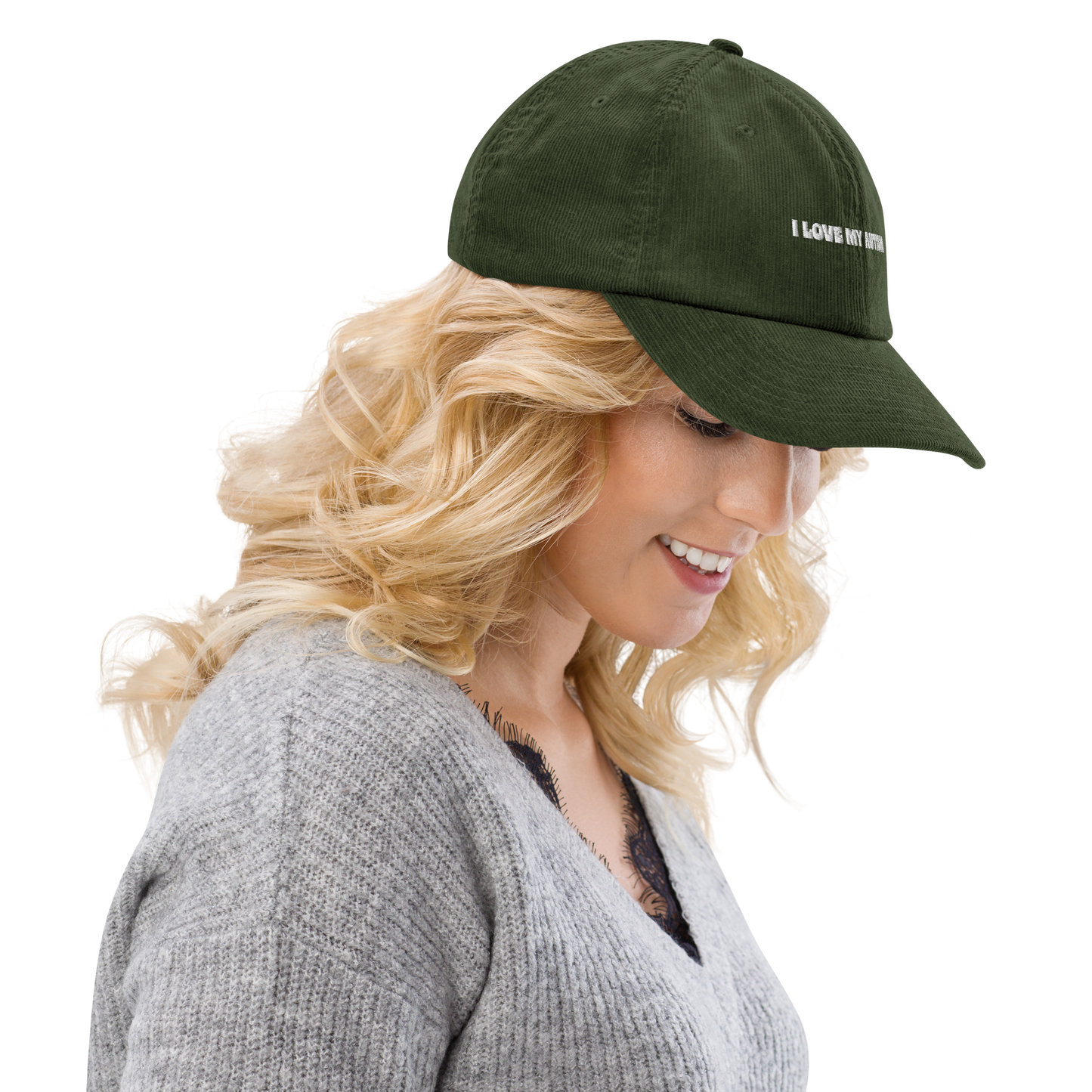 I Love My Autism Corduroy Hat (Camel/Olive)