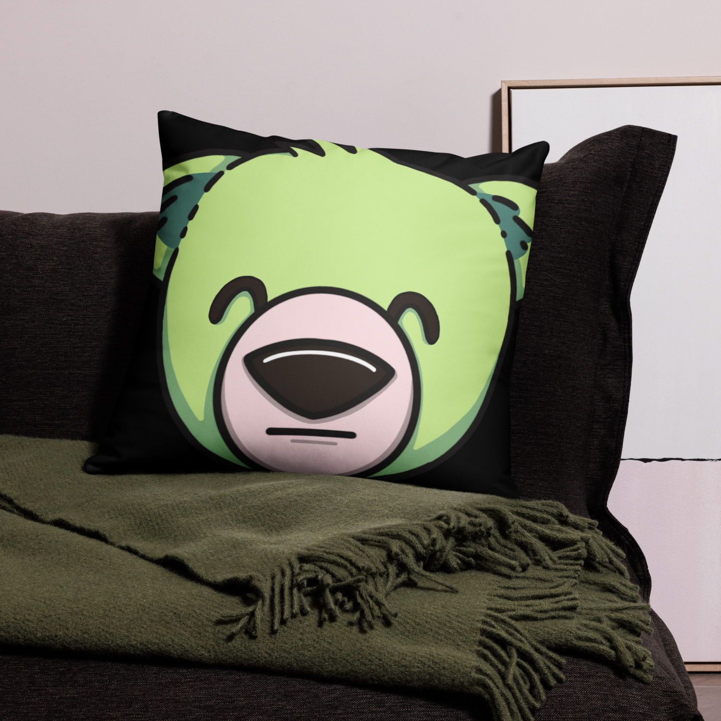 WeBearish Acceptance - Throw Pillow Case (Black/Green)