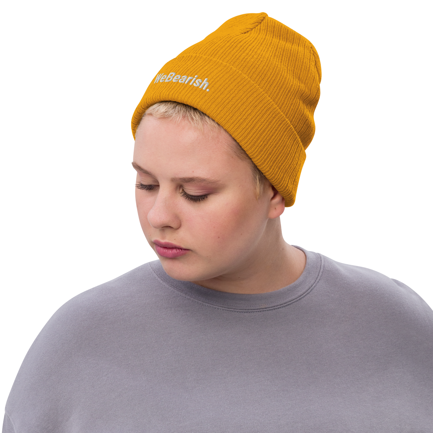 WeBearish Knit Beanie (Mustard/White)
