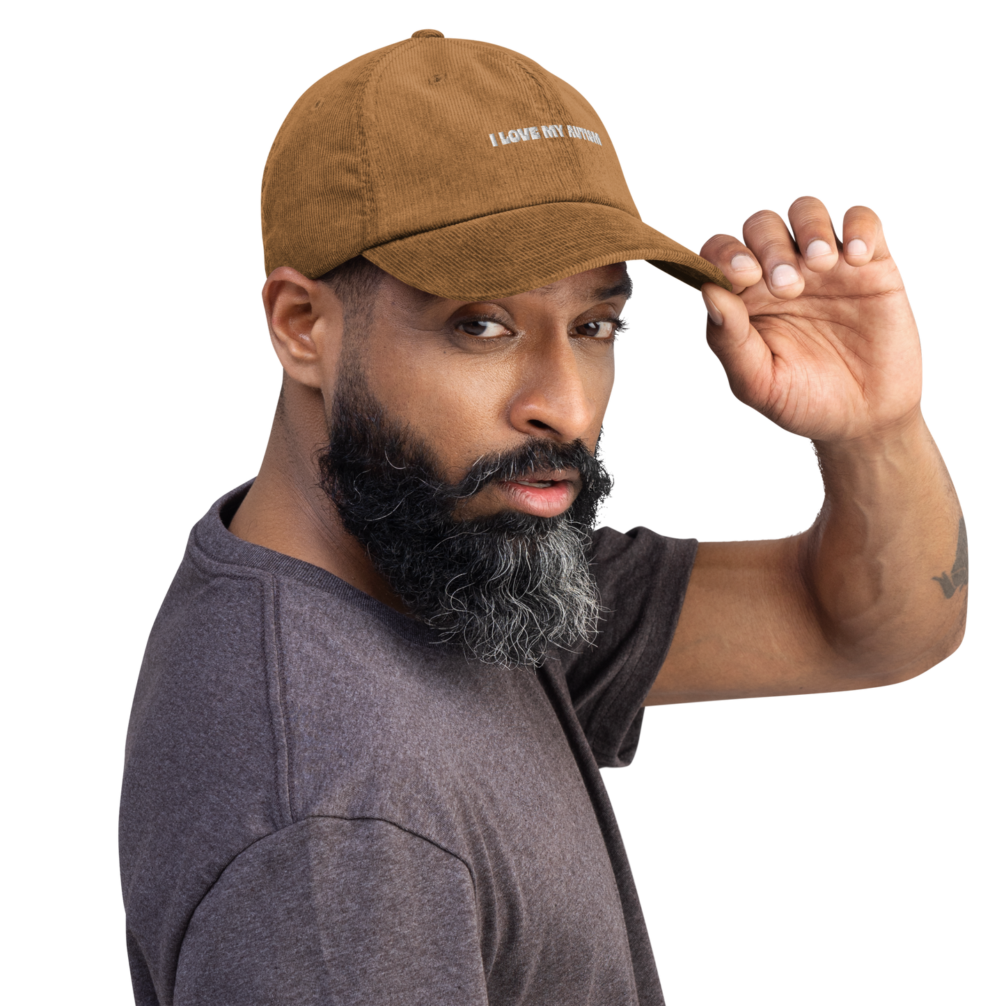 I Love My Autism Corduroy Hat (Camel/Olive)