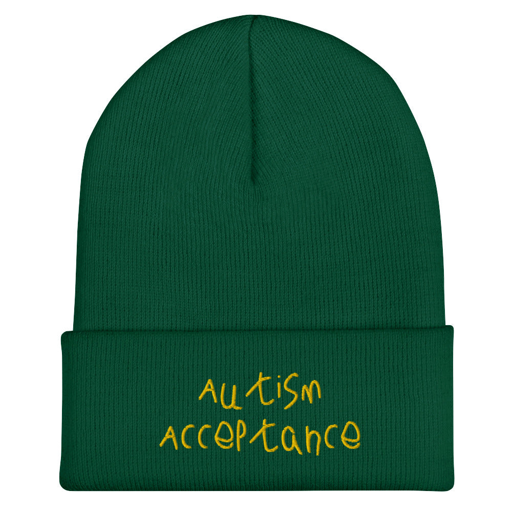 Autism Acceptance Cuffed Beanie (Green)