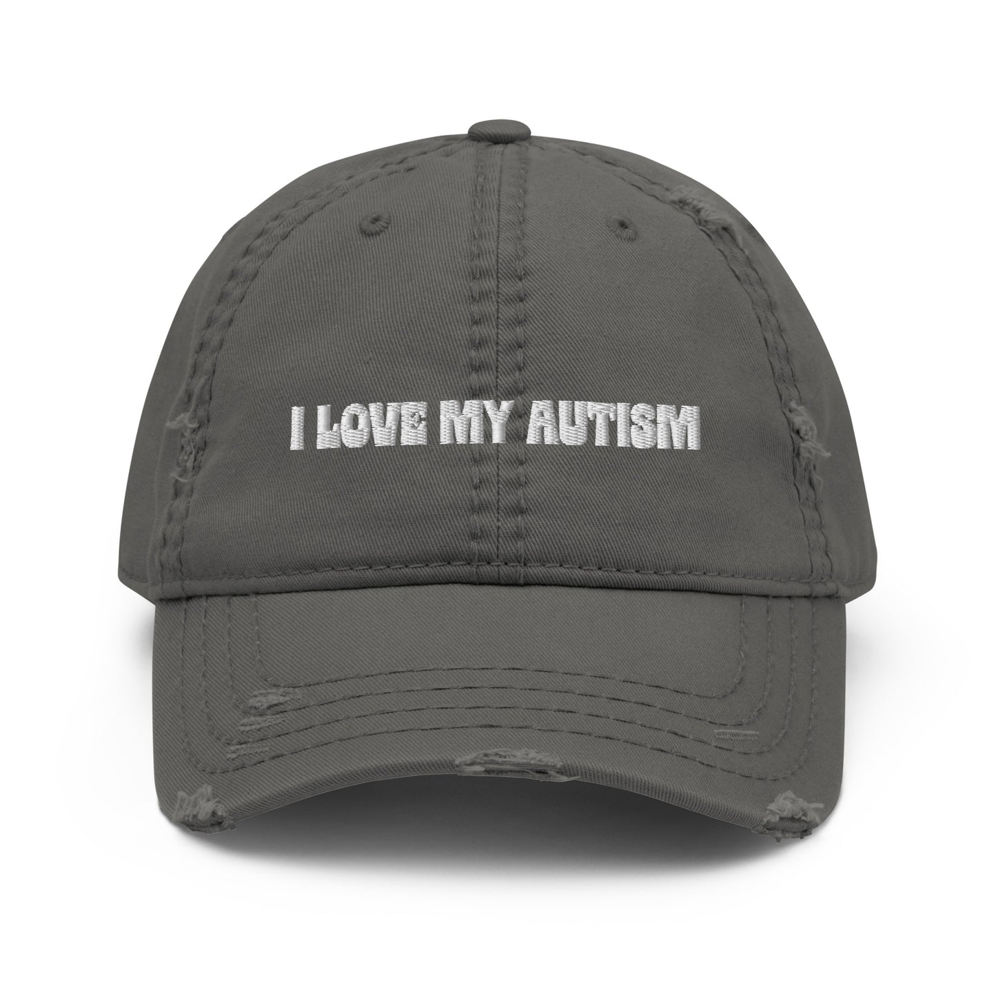 I Love My Autism Distressed Dad Hat (Charcoal)