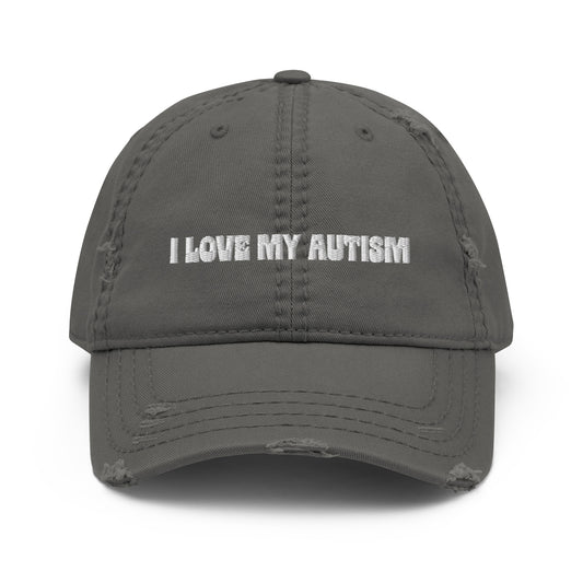 I Love My Autism Distressed Dad Hat (Charcoal)