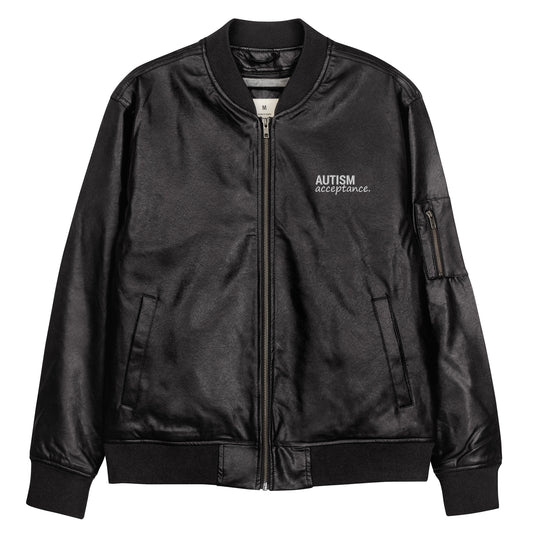 Autism Acceptance Leather Bomber Jacket