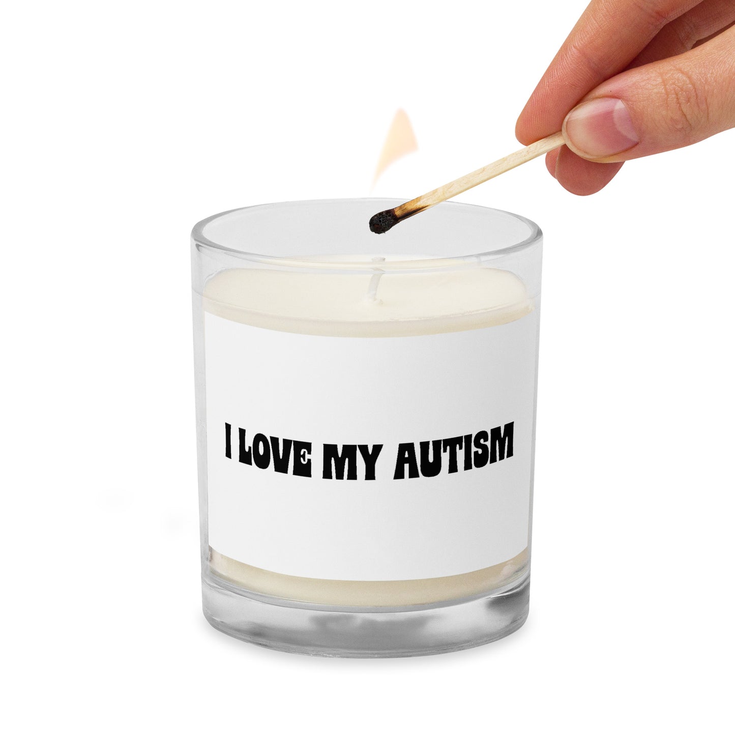 I Love My Autism Glass Candle