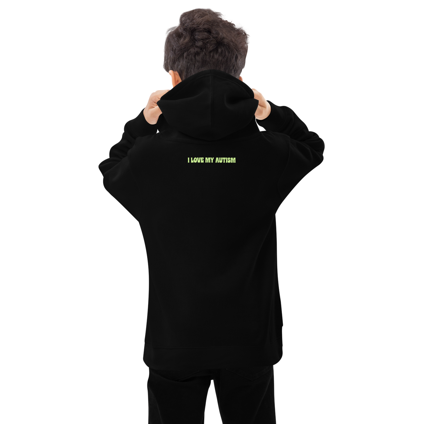 I Love My Autism WeBearish Green Kids Hoodie (Black)