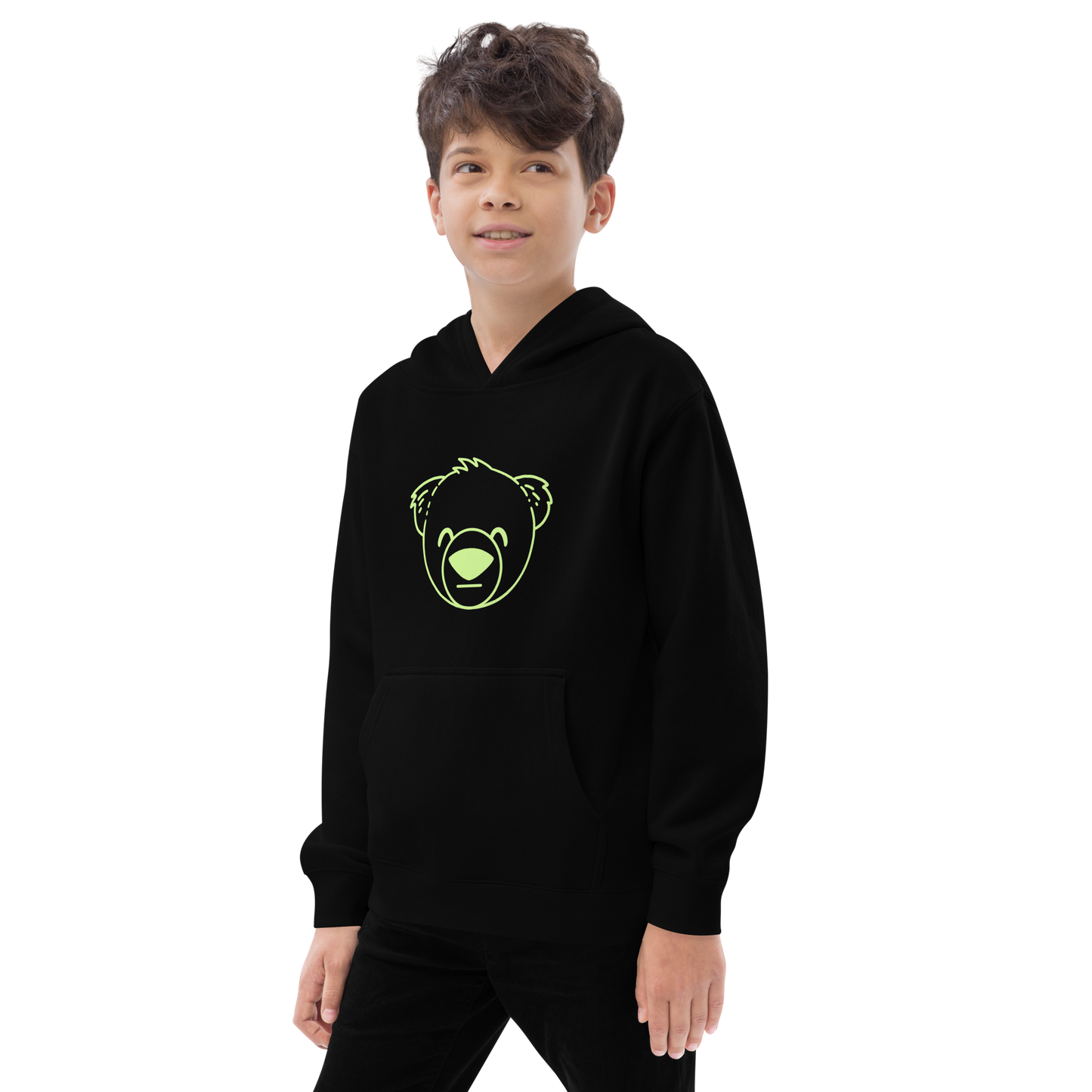 I Love My Autism WeBearish Green Kids Hoodie (Black)