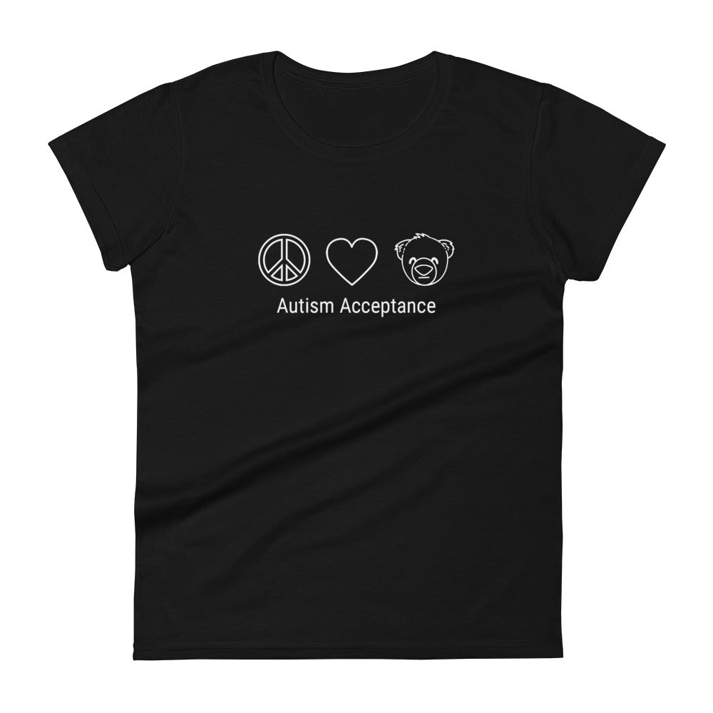 Peace Love Bear Autism Acceptance Women's Short Sleeve T-Shirt