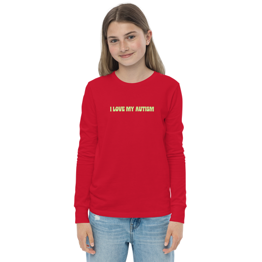 I Love My Autism Kids Long Sleeve (Red/WeBearish Green)