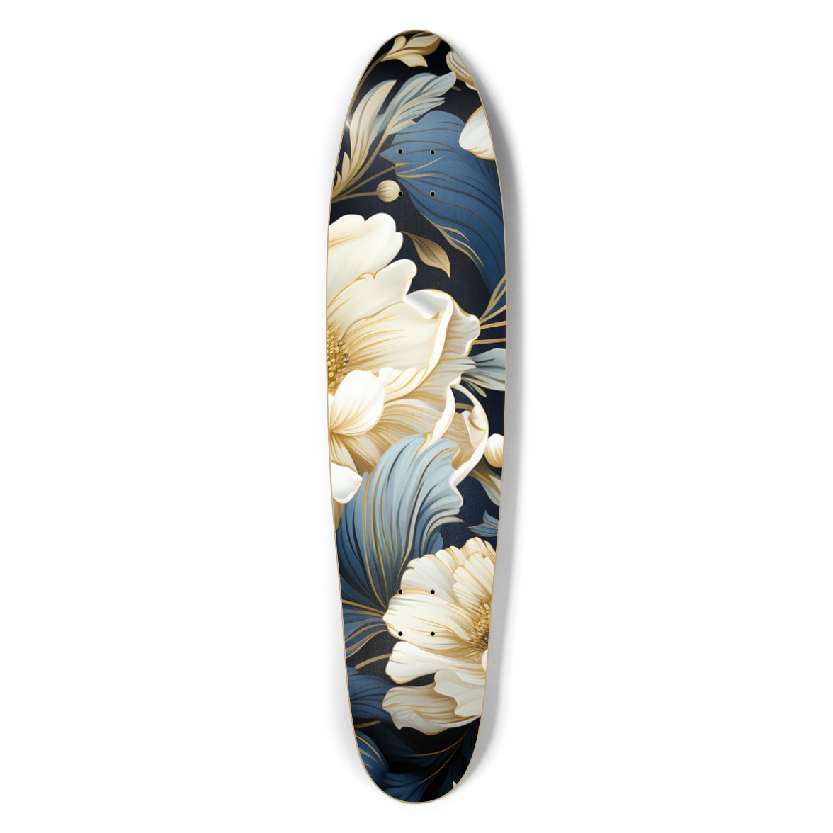 Blue & White Flowers Longboard
