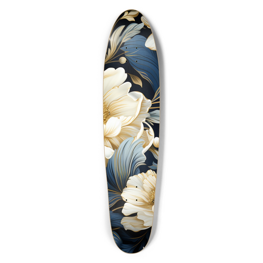 Blue & White Flowers Longboard