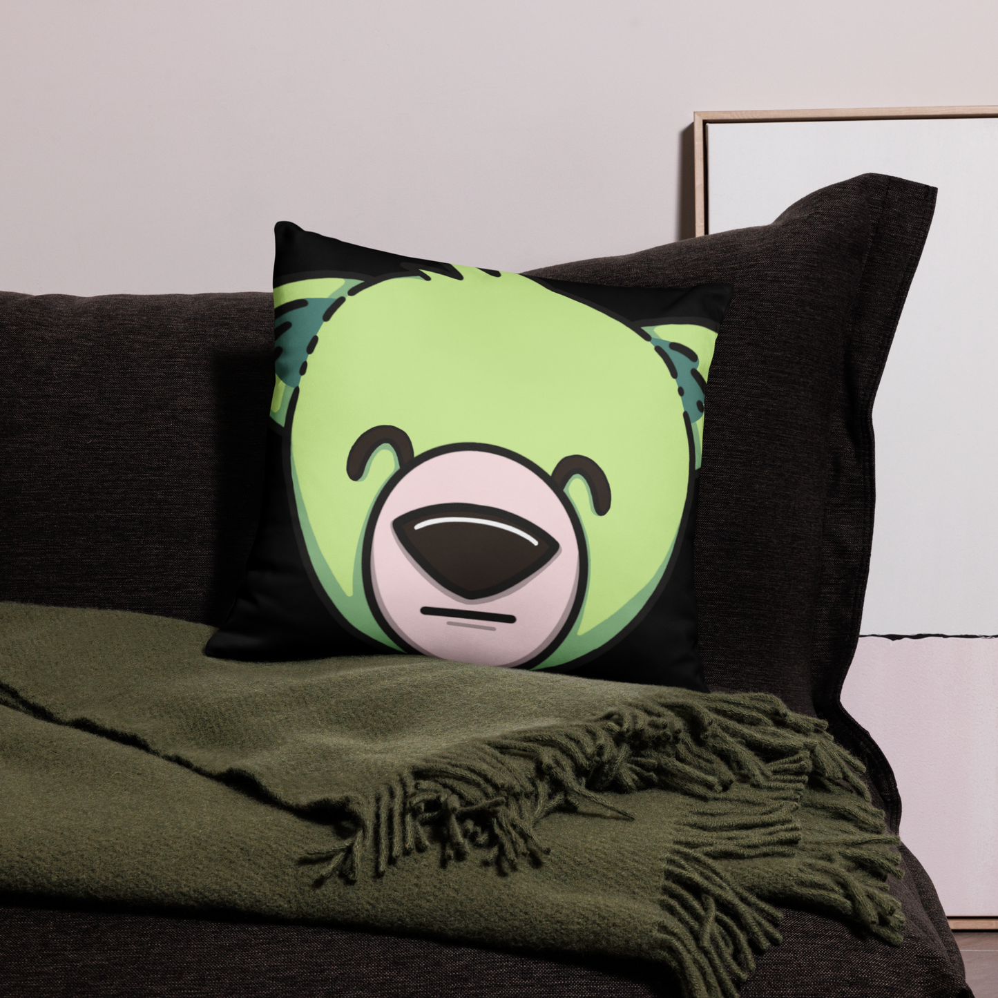 WeBearish Acceptance - Throw Pillow Case (Black/Green)
