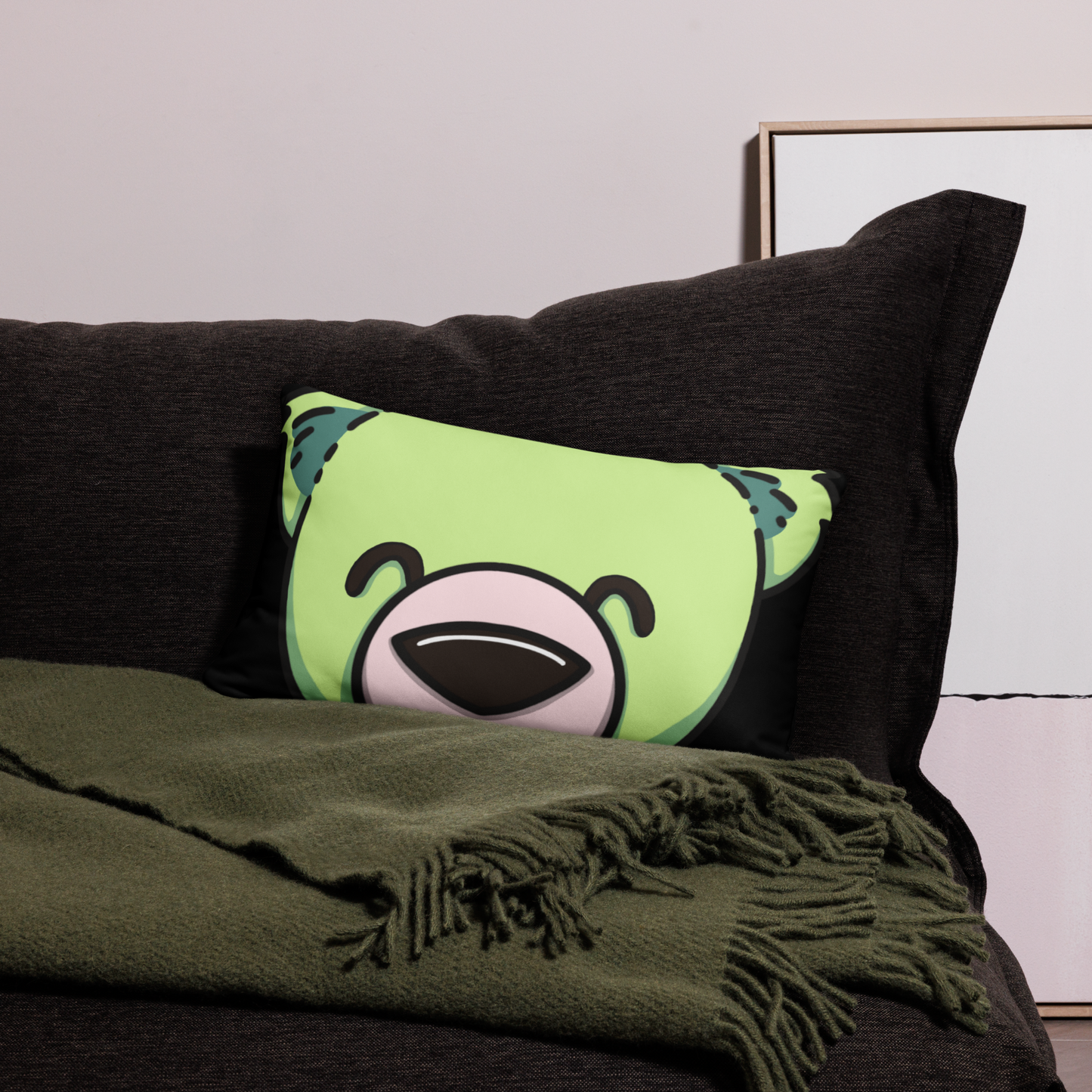 WeBearish Acceptance - Throw Pillow Case (Black/Green)