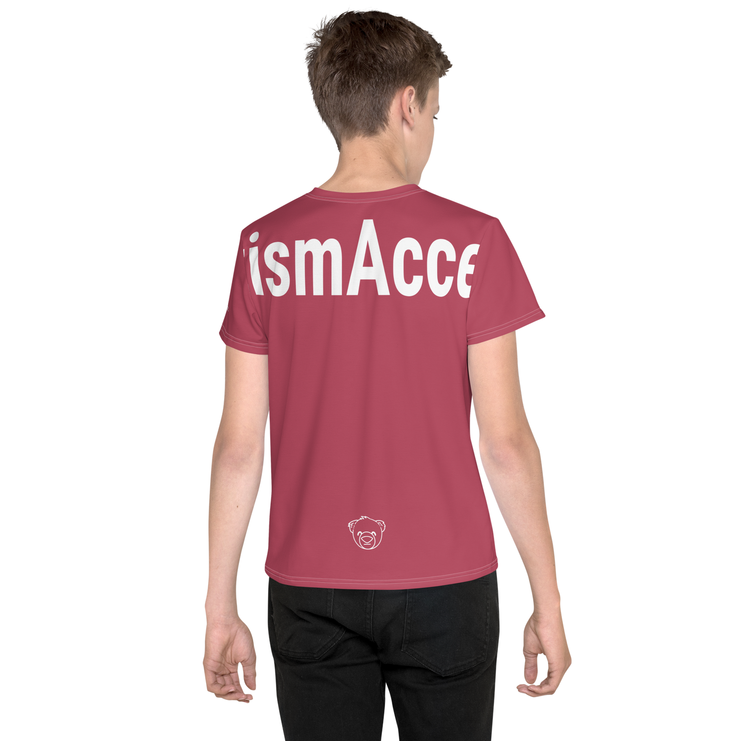 WeBearish Autism Acceptance Kid's T-shirt (Maroon/White)