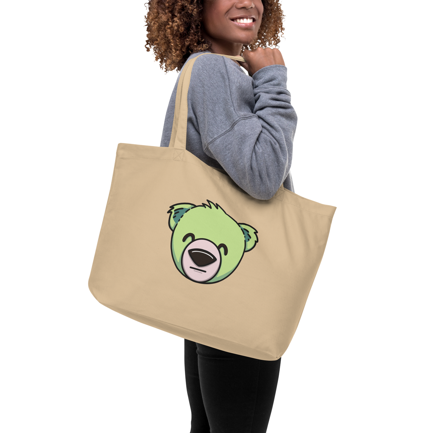 WeBearish Green Bear Face Eco Tote
