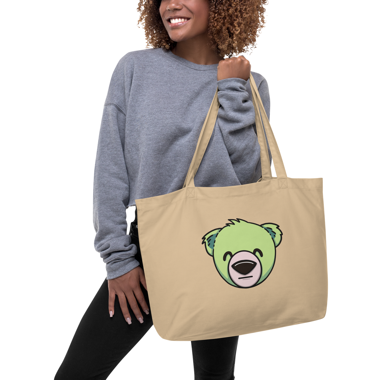 WeBearish Green Bear Face Eco Tote