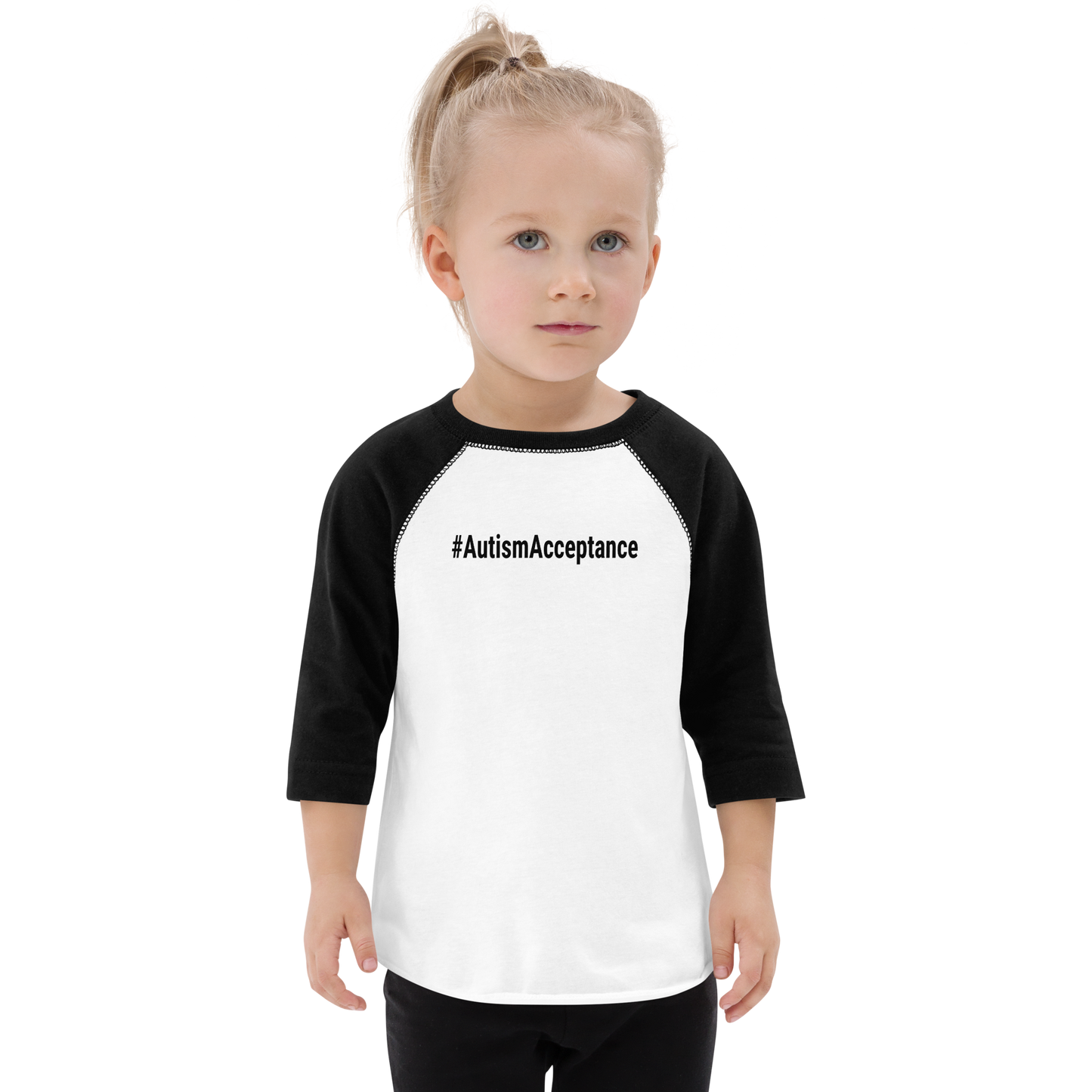 Autism Acceptance Kid's Baseball T-shirt (white/black)