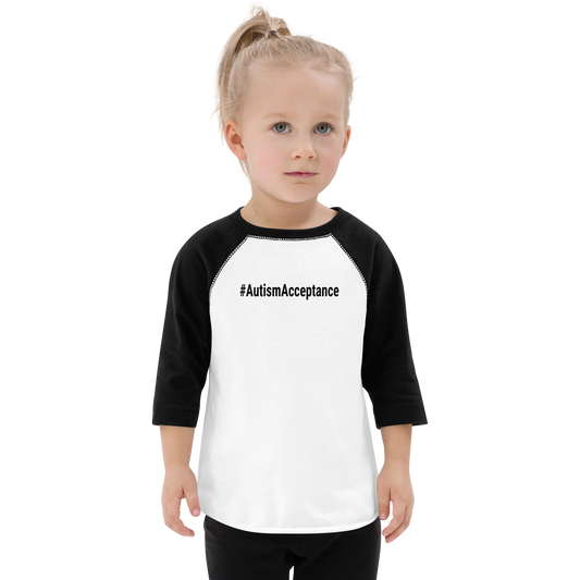 Autism Acceptance Kid's Baseball T-shirt (white/black)