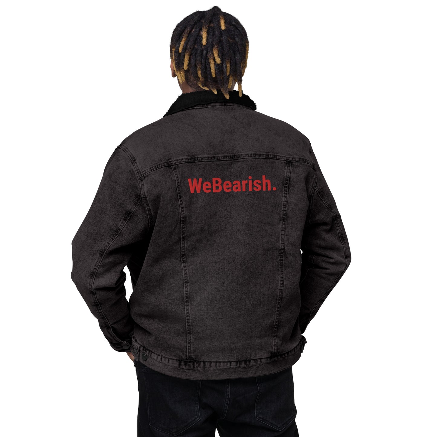 WeBearish Denim and Sherpa Jacket (Black/Red)