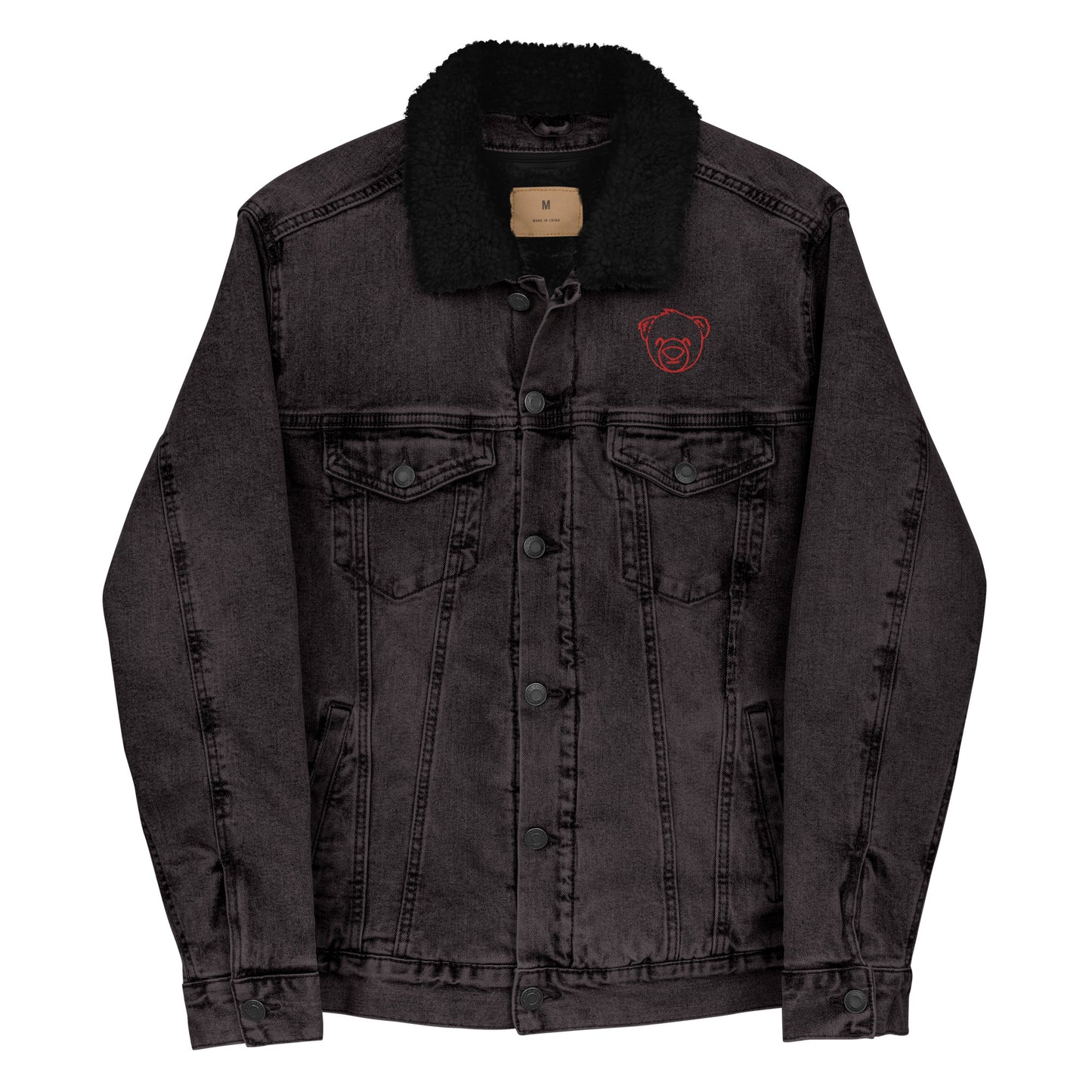 WeBearish Denim and Sherpa Jacket (Black/Red)