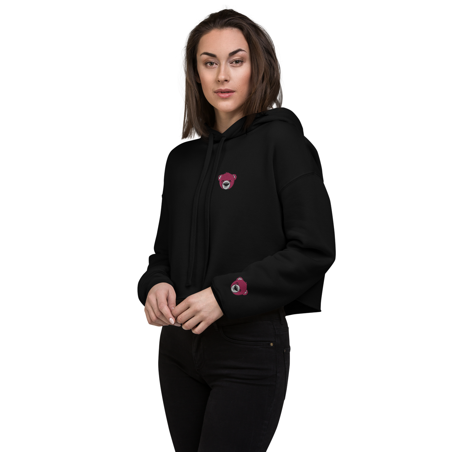WeBearish Acceptance - Women's Cropped Hoodie (Black/Red)